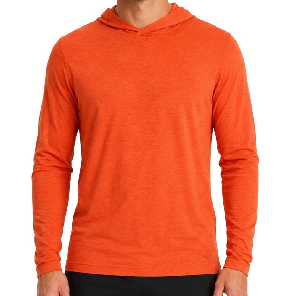 VRST Mens Essential Hoodie Fresh Tangerine Orange UPF 30+ Long Sleeve Shirt M